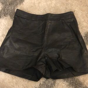 Zara collection high waisted leather shorts